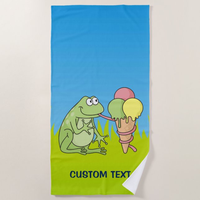 Serviette De Plage Grenouille à crème glacée (Devant)