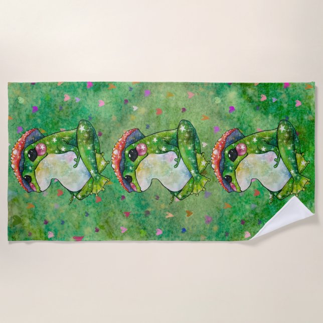 Serviette De Plage Grenouille nommée Clover (Devant)