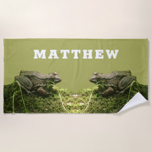 Serviette De Plage Grenouille personnalisée sur un rocher de Mossy Ph