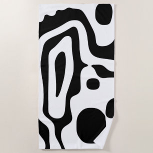 Serviette De Plage Grip Vise : Noir et Blanc Abstrait