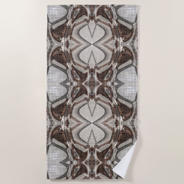 Serviette De Plage Gris et art Abstrait Brown (Devant)