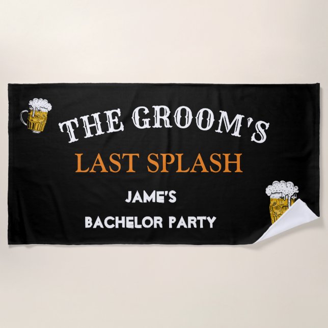 Serviette De Plage Groomsmen moderne Black Mariage Bachelor Party (Devant)