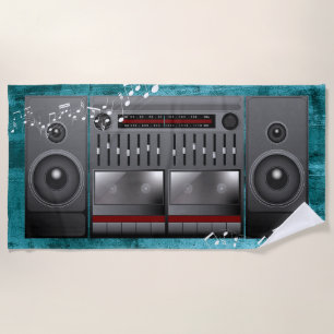 Serviette De Plage Grosse vieille stéréo Boom Box des années 90