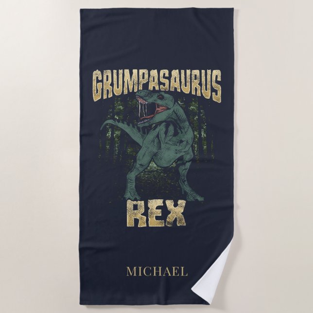 Serviette De Plage Grumpasaurus Rex Dinosaur T Rex Grandpa (Devant)