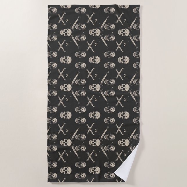 Serviette De Plage Grunge Pirate Skuls Motif (Devant)