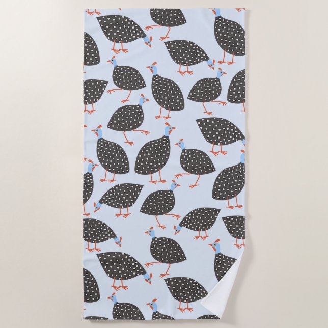 Serviette De Plage Guinée Fowl mignon Motif d'oiseaux (Devant)