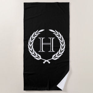Serviette De Plage Guirlande noire et blanche de laurier