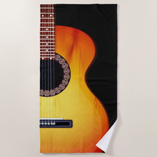 Serviette De Plage Guitare acoustique noire (Devant)