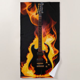Serviette De Plage Guitare en flamme Beach Towel