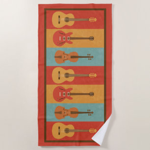 Serviette De Plage Guitares et Violas acoustiques, électriques