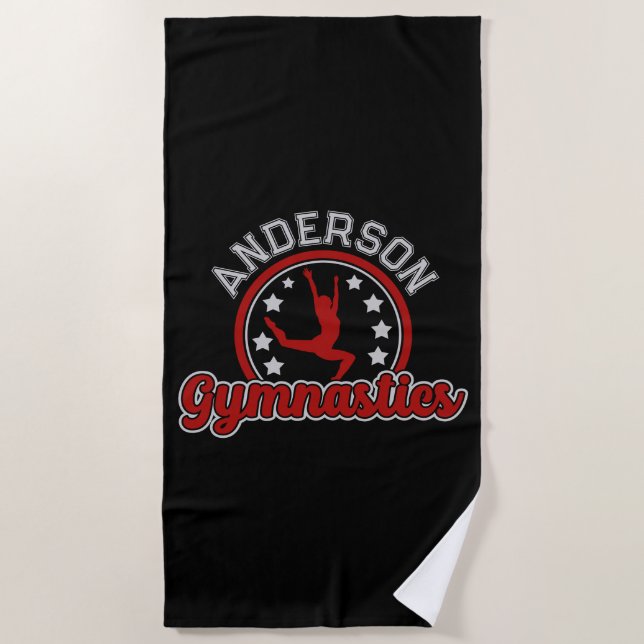 Serviette De Plage Gymnastique AJOUTER LE NOM Gymnaste Vault Floor At (Devant)