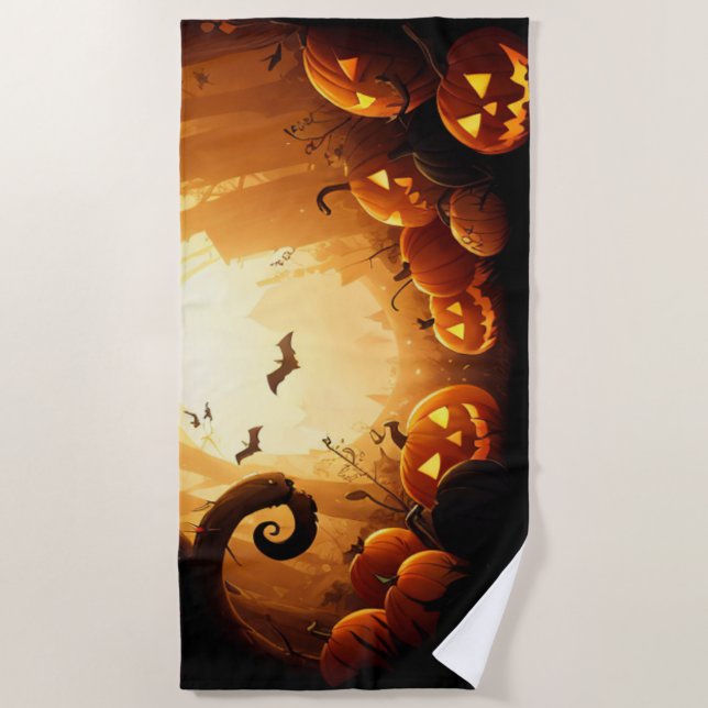 Serviette De Plage Halloween/chauve-souris/Citrouille/automne (Devant)