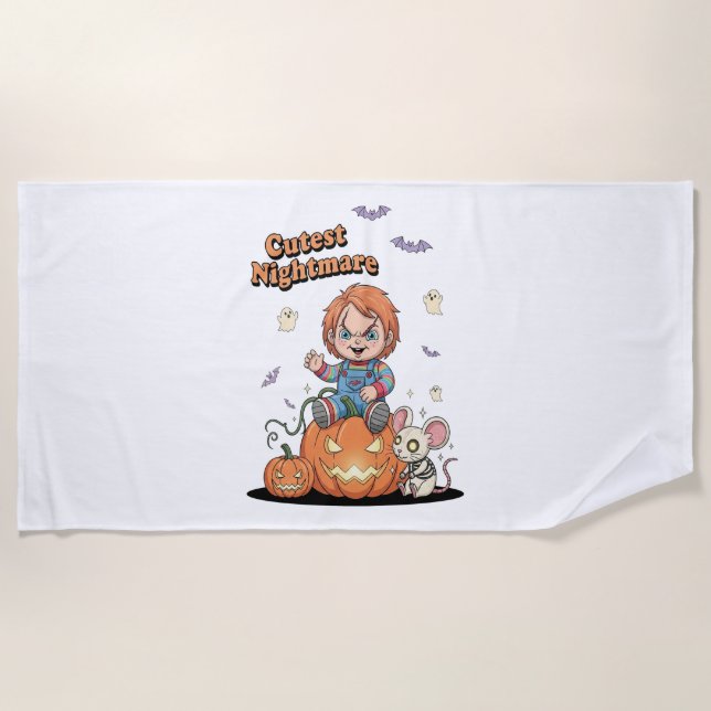 Serviette De Plage Halloween cinglé de cauchemar (Devant)