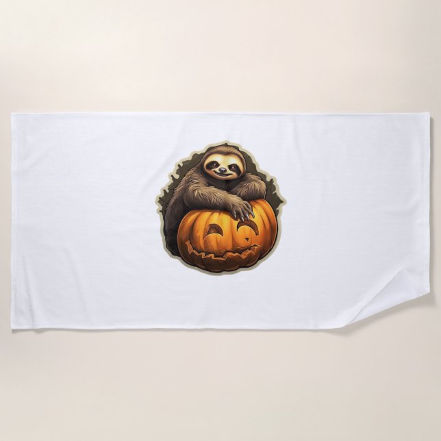 Serviette De Plage Halloween classique à thème Sloth T-shirt (Devant)