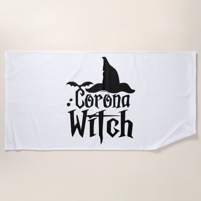 Serviette De Plage Halloween Corona Witch, Halloween drôle, (Devant)