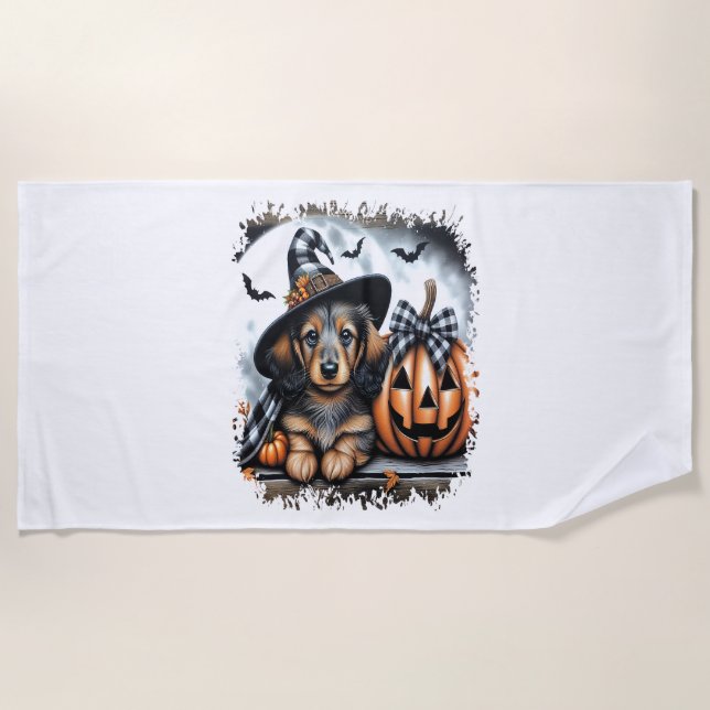 Serviette De Plage Halloween Dachshund Chien (Devant)