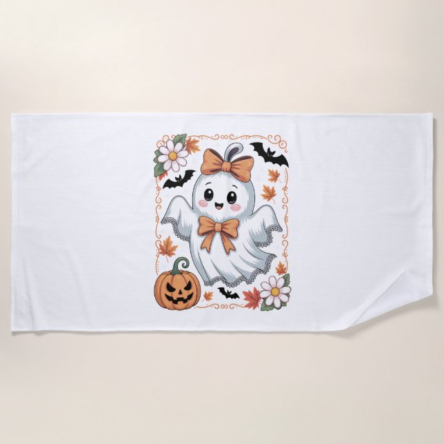 Serviette De Plage Halloween éffrayant Lace Ghost (Devant)