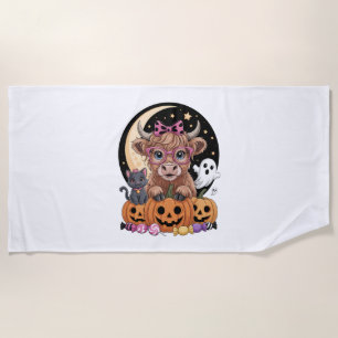 Serviette De Plage Halloween Éffrayante saison de la vache Highland