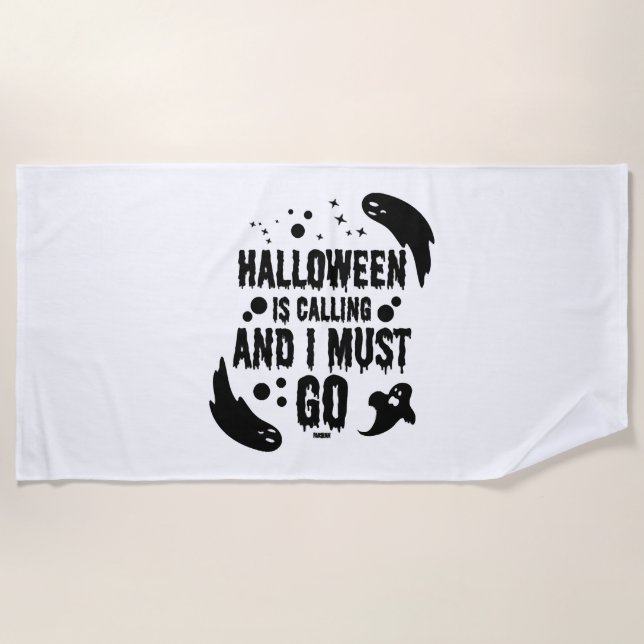 Serviette De Plage Halloween est en train d'appeler (Devant)