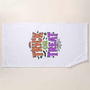 Serviette De Plage Halloween Friandise Drôle Toile d'araignée Rétro_1