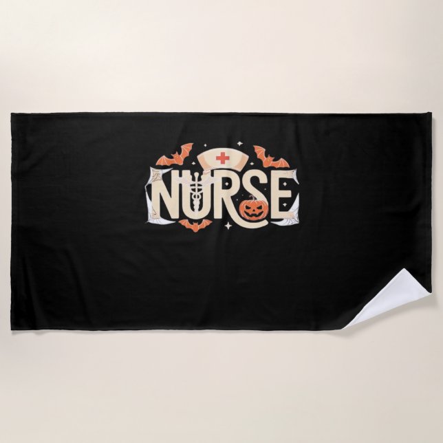 Serviette De Plage Halloween Nurse Typographie - Conception Médicale  (Devant)