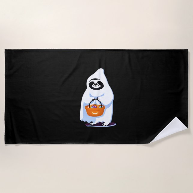Serviette De Plage Halloween paresse habillé comme un fantôme tour ou (Devant)