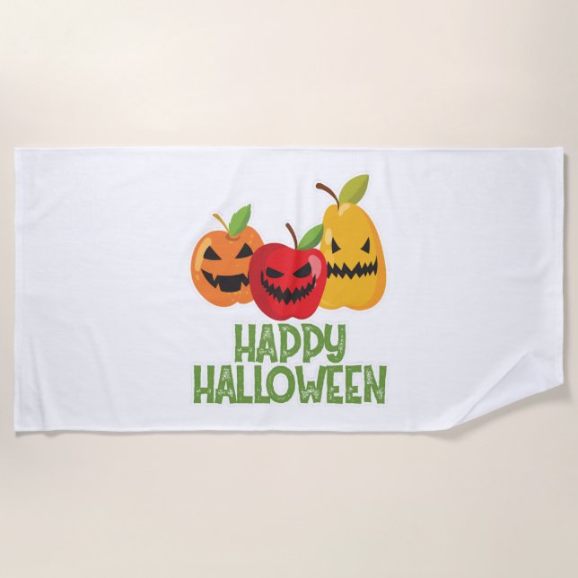 Serviette De Plage Halloween Vegan Happy Halloween Citrouille Végétar (Devant)