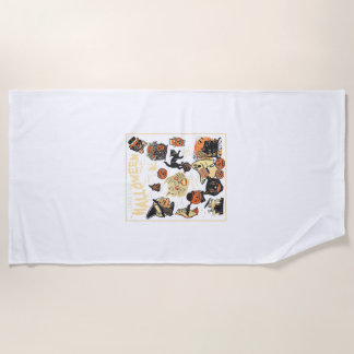 Serviette De Plage Halloween Vintage Chat Noir Vive Halloween Ta
