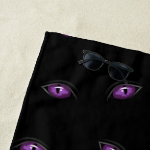 Serviette De Plage Halloween, Yeux Violets, Trucs Ou Traitements, Boi