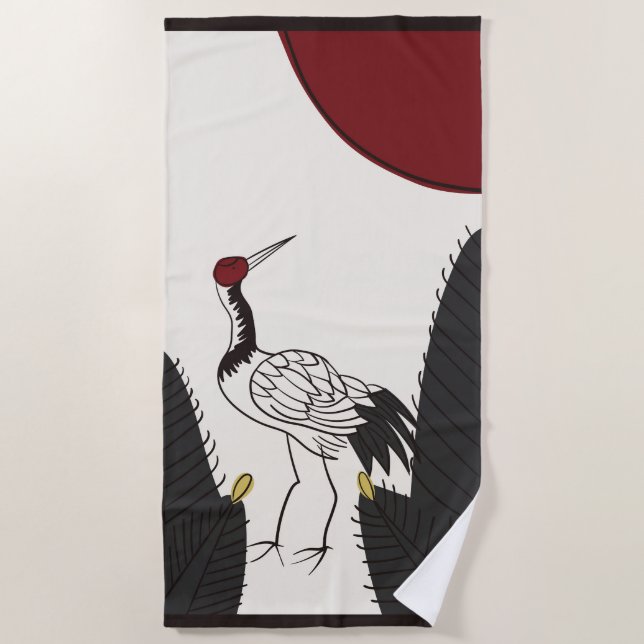 Serviette De Plage Hanafuda "Matsu-ni-tsuru" (Devant)
