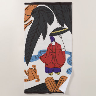 Serviette De Plage Hanafuda "Yanagi-ni-Ono-Michikaze"