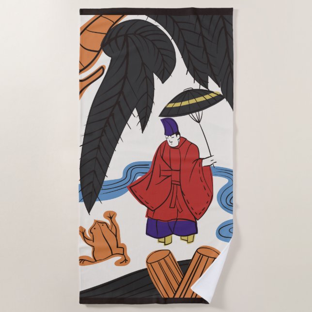 Serviette De Plage Hanafuda "Yanagi-ni-Ono-Michikaze" (Devant)