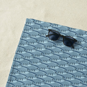 Serviette De Plage Happy Schooling Fish Blue Beach Towel