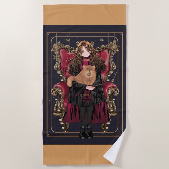 Serviette De Plage HARRY POTTER™ | Anime Hermione Granger assis (Devant)