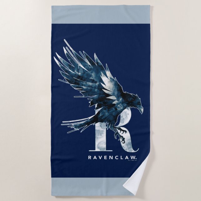 Serviette De Plage Harry Potter | Aquarelle RAVENCLAW™ Raven (Devant)