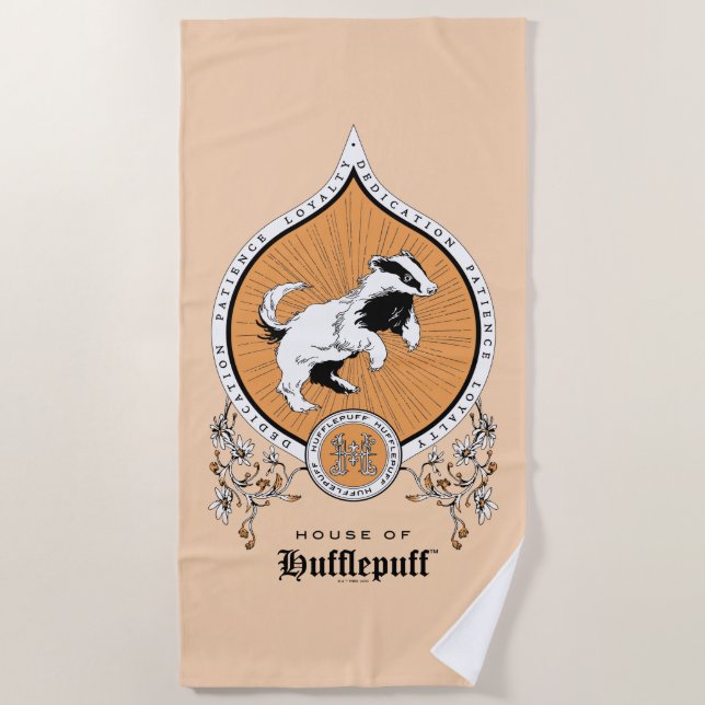Serviette De Plage HARRY POTTER™ | Délicat croquis HUFLEPUFF™ Crest (Devant)