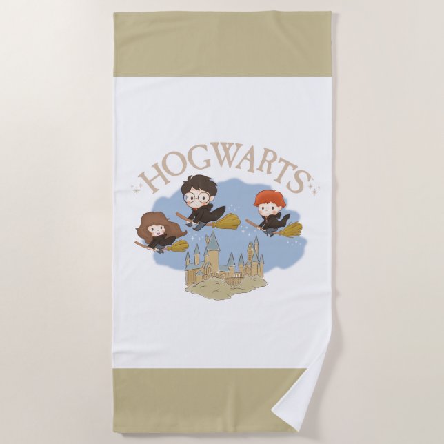 Serviette De Plage HARRY POTTER™, Hermione & Ron Fly Over HOGWARTS™ (Devant)
