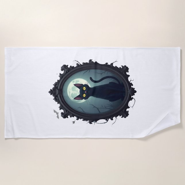 Serviette De Plage Haunted Cat Mirror (Devant)