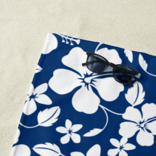 SERVIETTE DE PLAGE HAWAIIAN HULA (HIBISCUS) NAVY