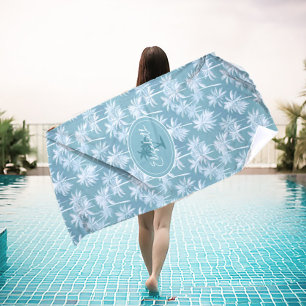 Serviette De Plage Hawaiian Palm Tree Silhouette Motif Turquoise ID10
