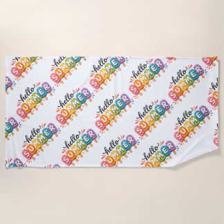 Serviette De Plage Hello Summer Faux Yarn Design