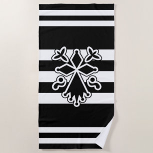 Serviette De Plage Hermine bretonne en gwenn ha du (blanc et noir)