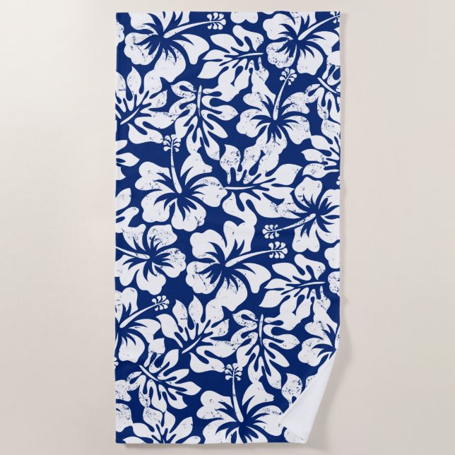 Serviette De Plage Hibiscus blanc usé tropical (Devant)