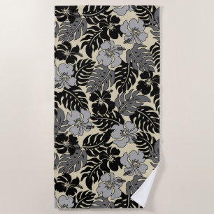 Serviette De Plage Hibiscus de la baie d'Huakini Floral-Noir