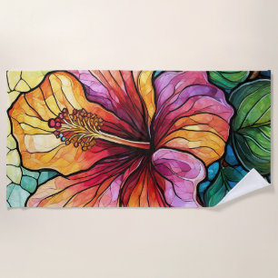 Serviette De Plage hibiscus en verre tendu