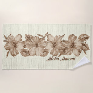 Serviette De Plage Hibiscus hawaïens dénaturés de Lanai - Brown
