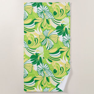 Serviette De Plage Hibiscus Jungle Hawaiian Tropical Floral - Lime