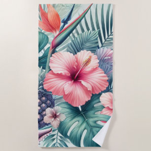 Serviette De Plage Hibiscus tropicaux et Palm Design