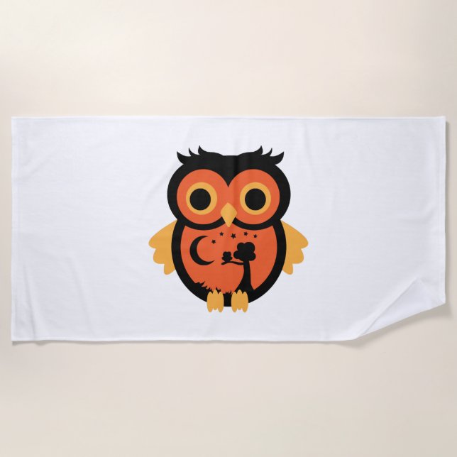 Serviette De Plage Hibou d'Halloween (Devant)