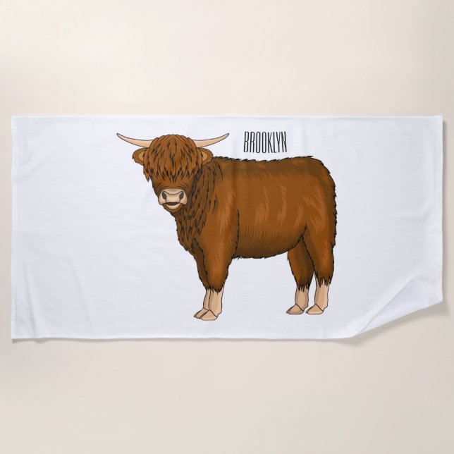 Serviette De Plage Highland cow (Devant)